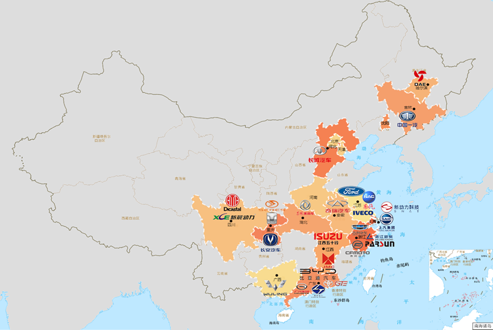 杏耀动力中国客户分布地图